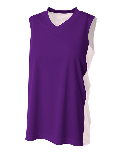 A4 Women's Reversible Moisture Management Muscle (NW2320), Color 'Purple/White'